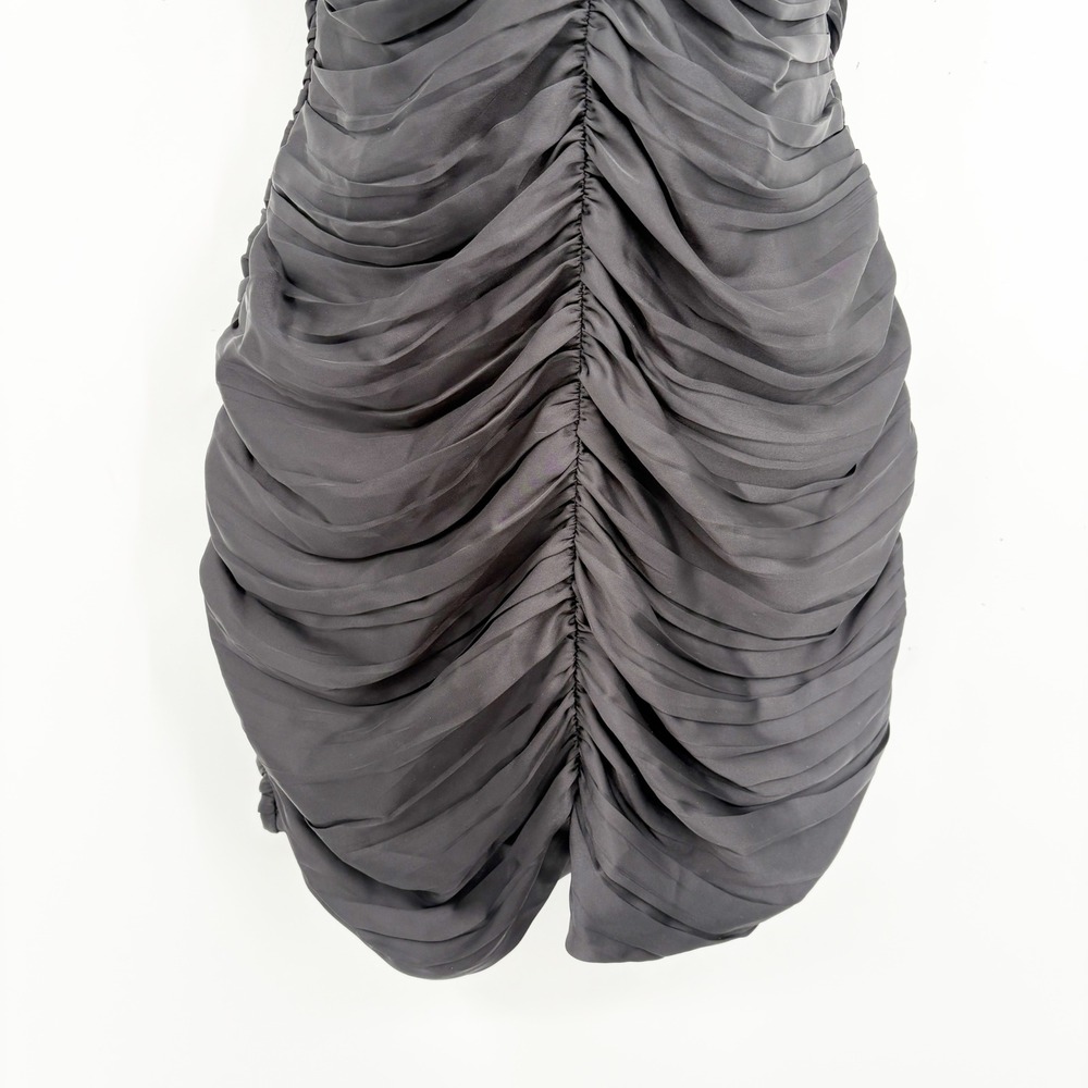 Zara Womens Black Ruched Rhinestone Buckle Glam Bodycon Party Mini Dress Size S - Picture 4 of 8
